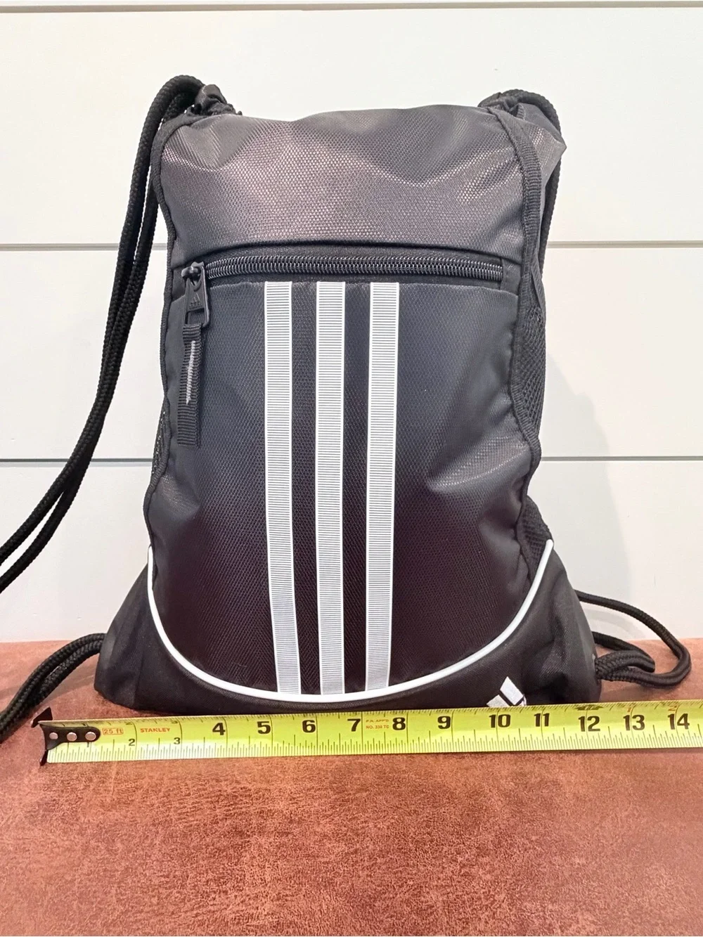 Adidas Y2K Sportcore Drawstring Backpack Gym Sack Black White